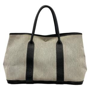 Hermès Garden Party PM Tote Bag Cream Black Toile H Leather